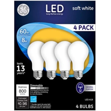 General Electric 10W Medium Base A19 LED 60W Equivalent Bulb, Soft White GE44641